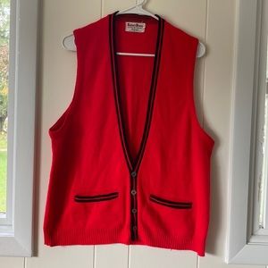 Vintage 60s Robert Bruce Sweater Vest Bright Red XL